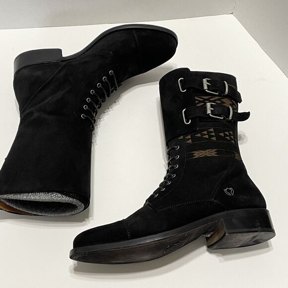 Cobra Society Javier Men’s Black Suede Short Moto Riding Boots Size EU 40 US 7 - Picture 5 of 12